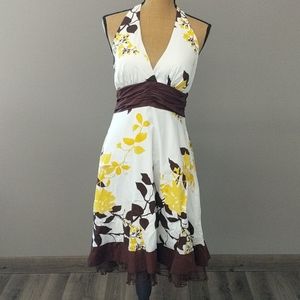 White, brown, yellow dress